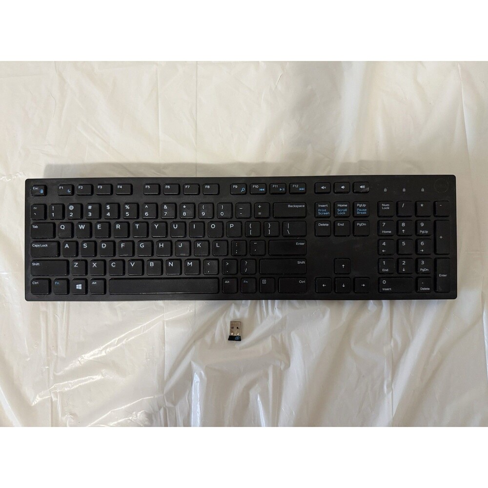 Dell WK636P Wireless Keyboard Black USB Receiver Included Tested Working